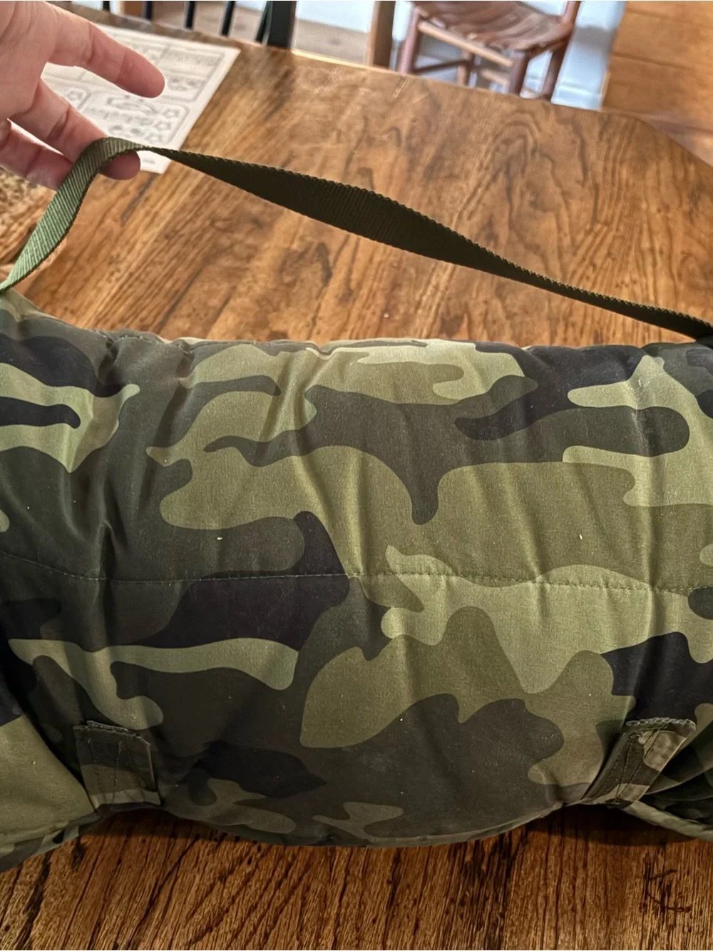 Kids camo nap mat with pillow and blanket